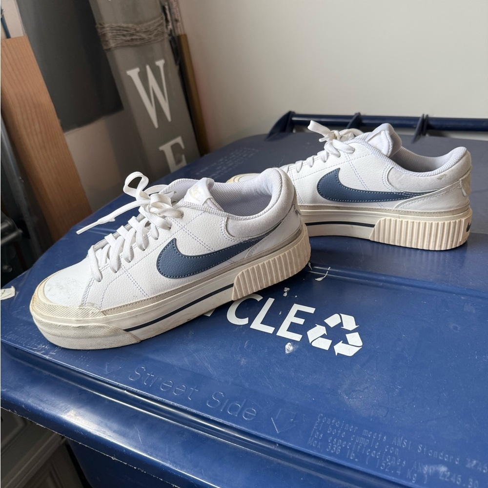 White and Blue Nike Sneakers